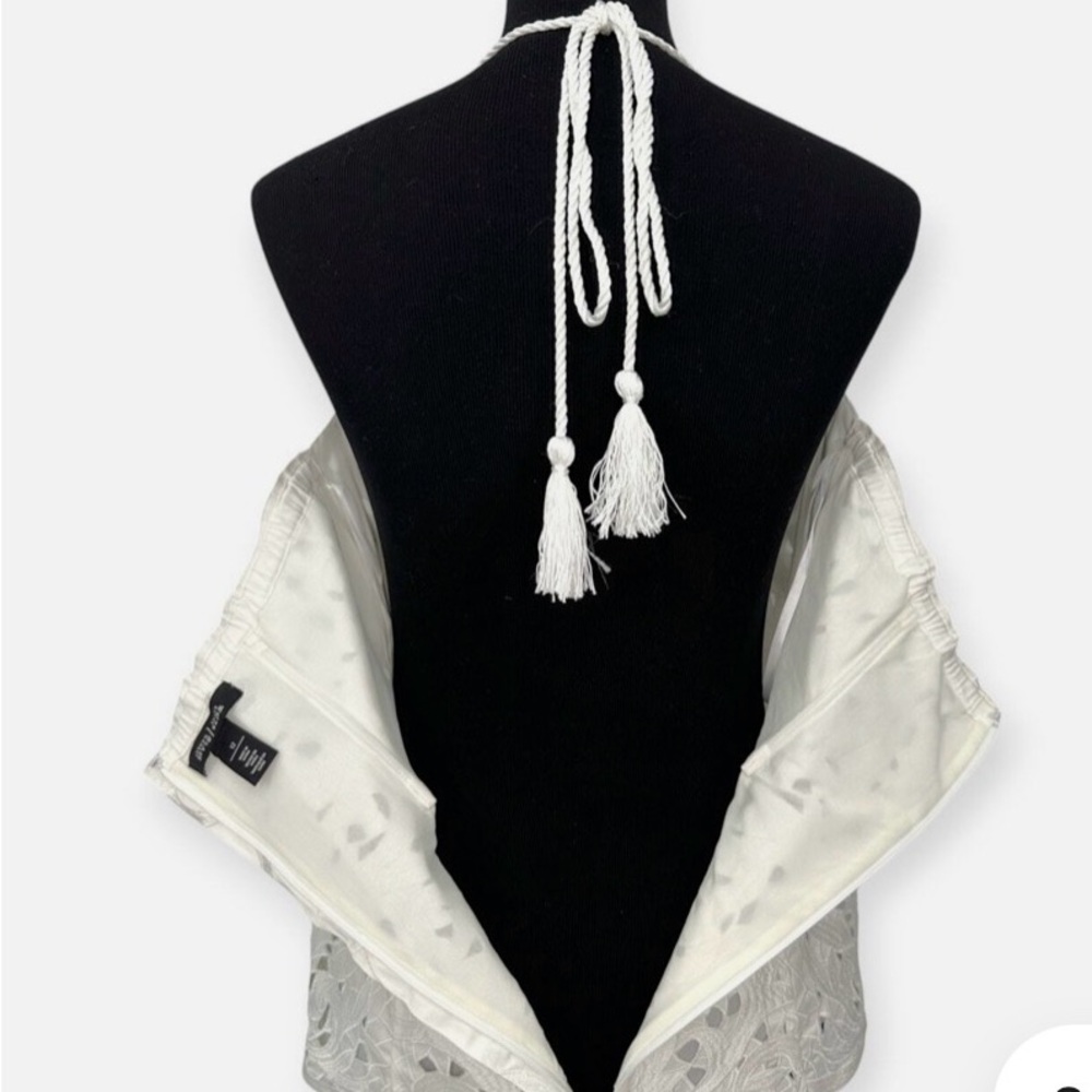 White House Black Market Ivory Lace Tassel Tie Halter Top - Picture 5 of 14